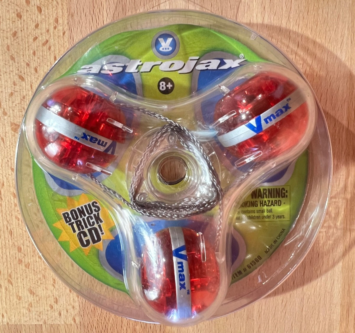 Astrojax V-Max Defy Gravity High Energy Action Spinning Toy Red w/Trick CD YO-YO
