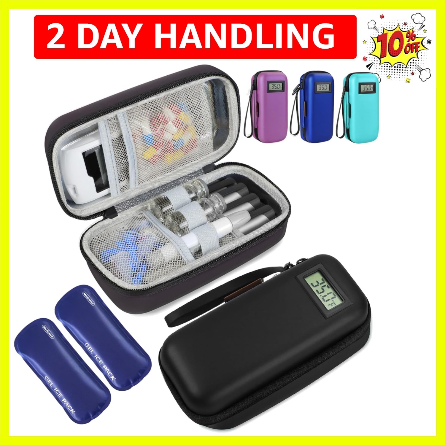 Insulin Cooler Travel Case, Portable Temperature Display Medicine Travel Cool...