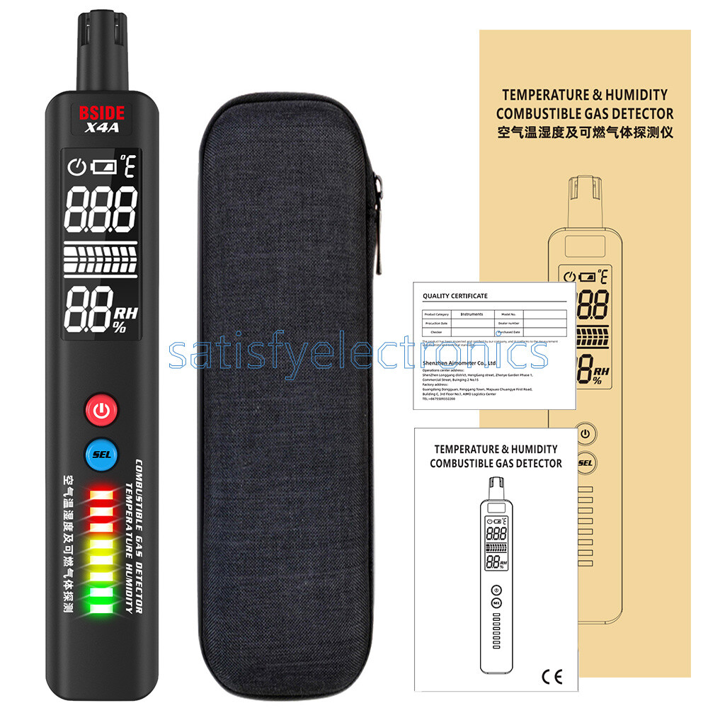 X4A Fuel Gas Detector Natural Gas Leak Alarm Temperature Humidity Tester