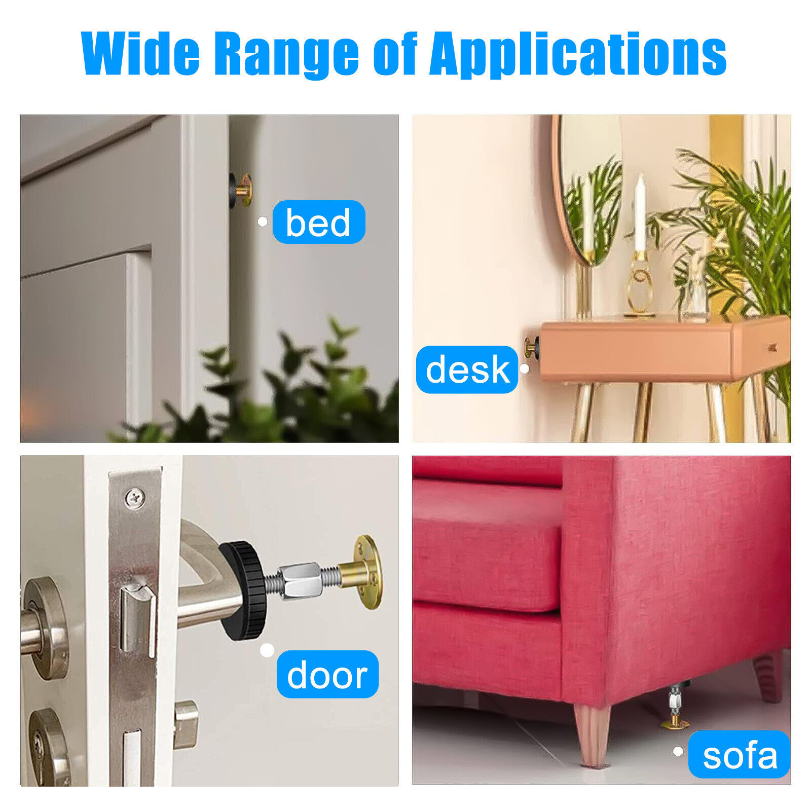 4X Threaded Bed Frame Anti-Shake Stabilizer Tool Adjustable Headboard Stoppers