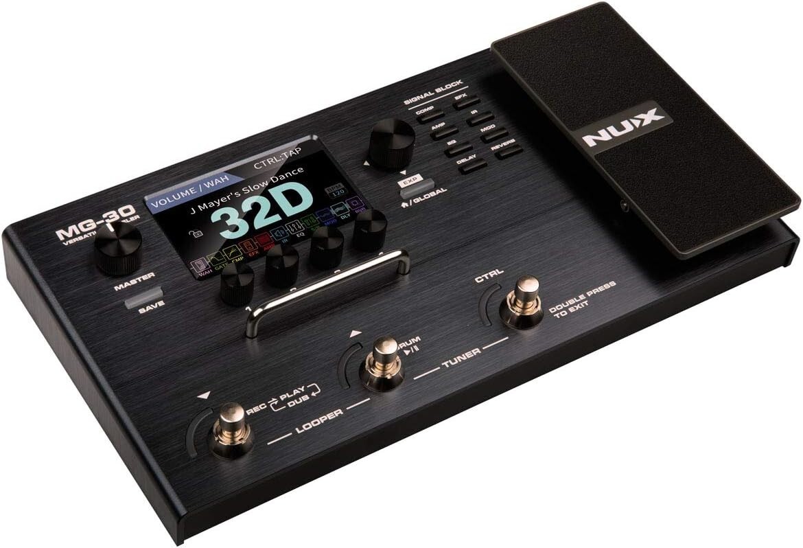 NUX MG-30 Versatile Modeler Multi Effects Guitar Processor Pedal Bundle W/cables