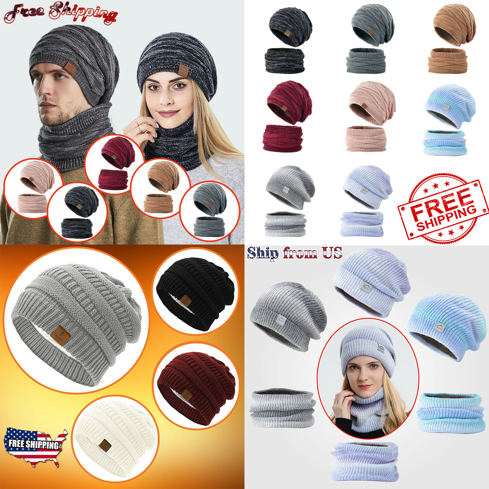ON SALE!! Knitting Beanie Hats for Gift Party Winter Thermal Warm Snow Ski Cap