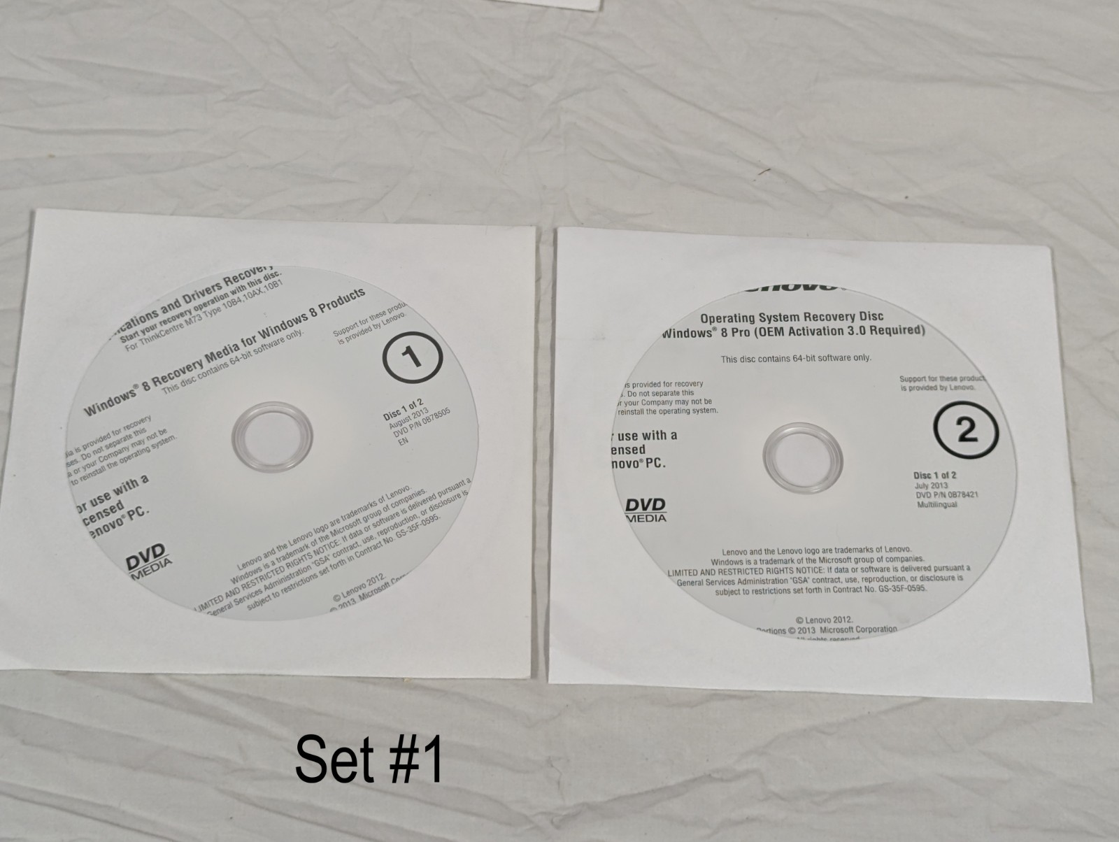 Lenovo M73 10B4 10AX 10B1 Windows 8 Pro OS Recovery & Drivers DVD Set Discs Only