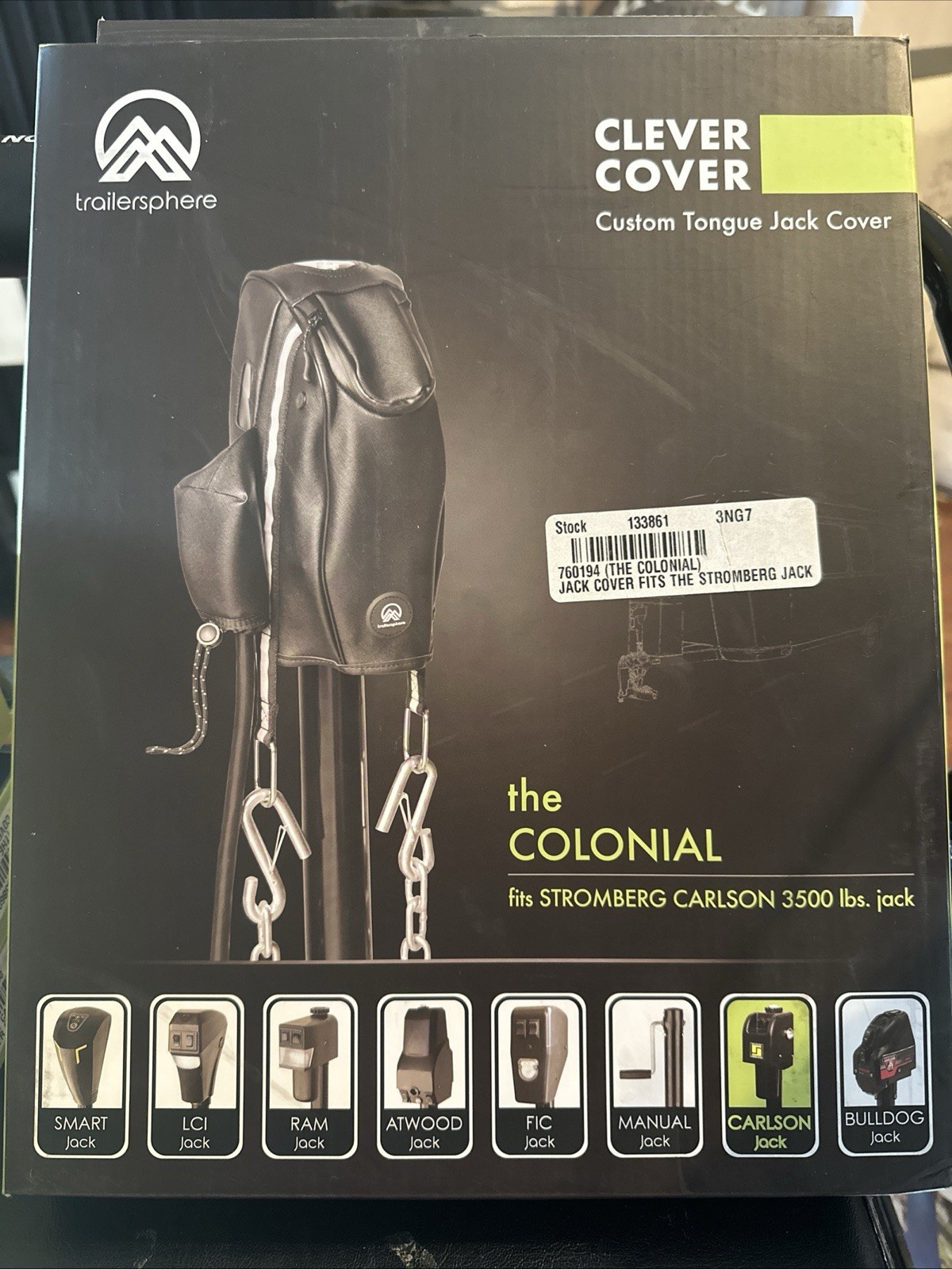 clever Cover Tongue Jack Trailersphere Wallace fits Atwood black NEW trailer