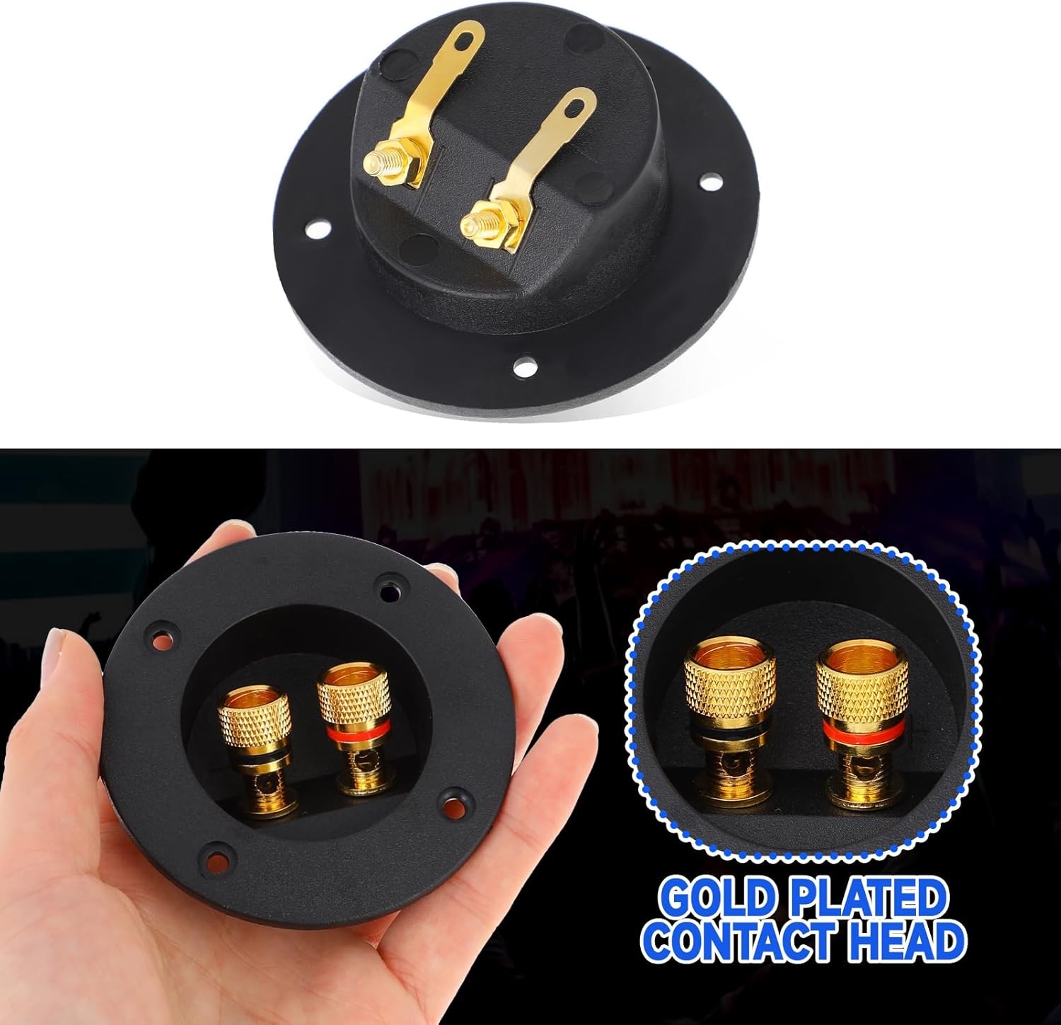 2 Pcs Black Speaker Box Terminal Cup 3 Inch 2-Way Spring Loaded Jacks...