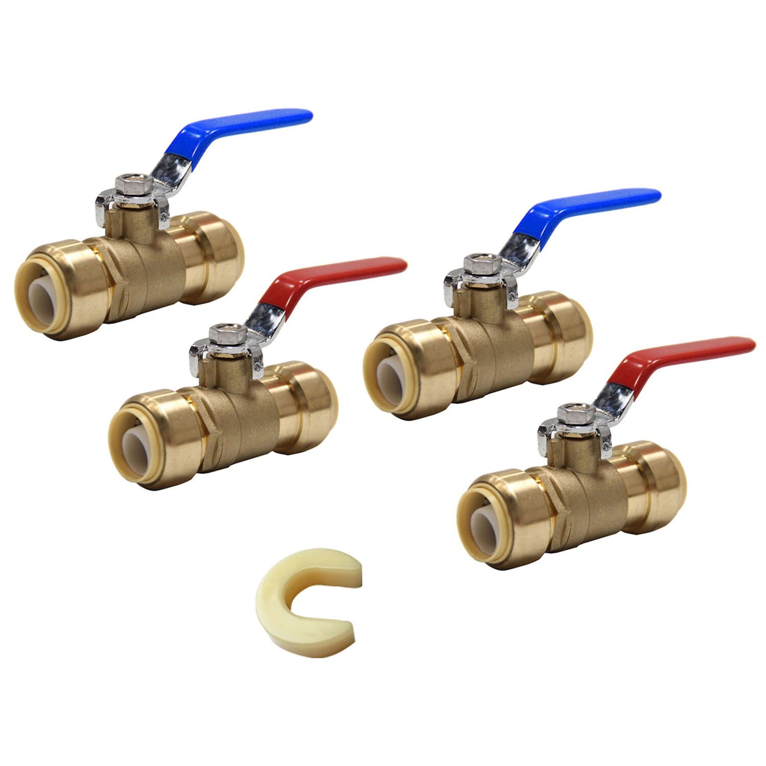 EFIED 4PCS 3/4" PUSH FIT BRASS BALL VALVE HOT &COLD WITH CLIP, NO LEAD