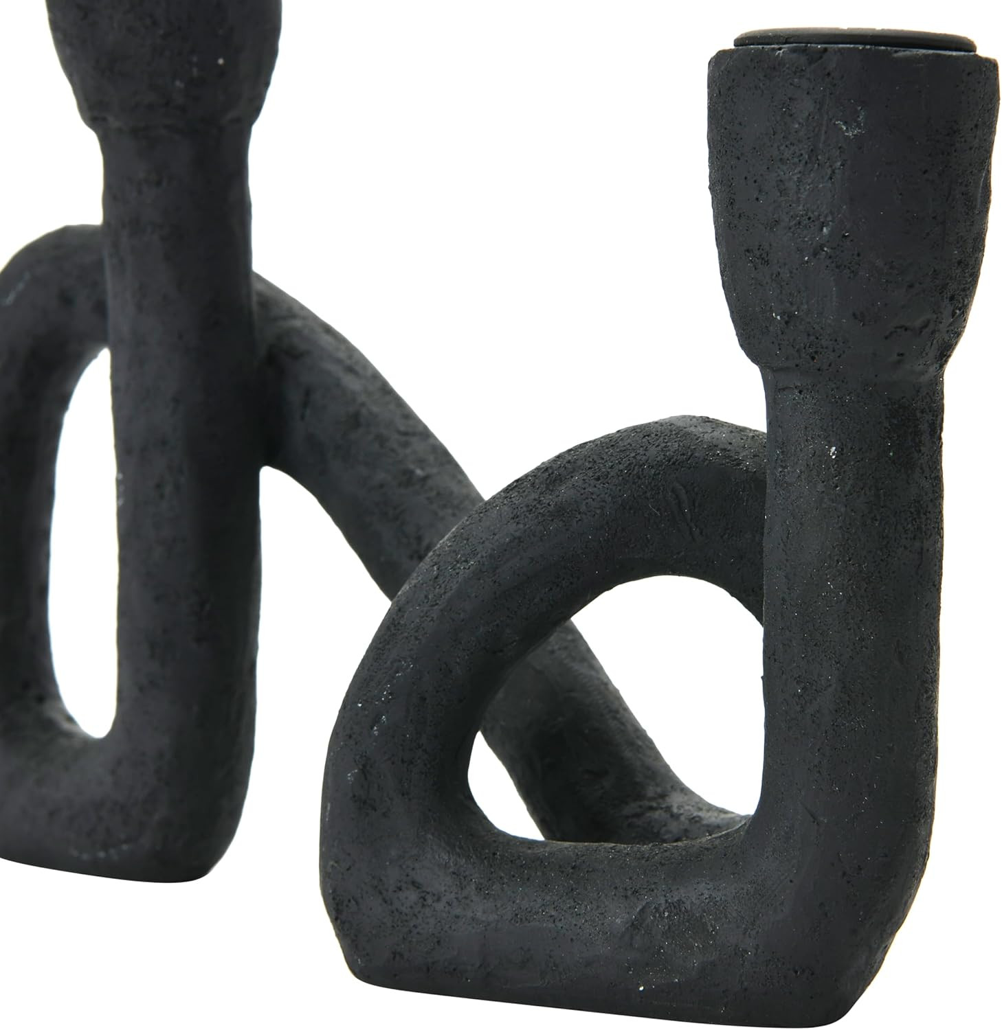 Modern Sculptural Double Taper Candle Holder, Black