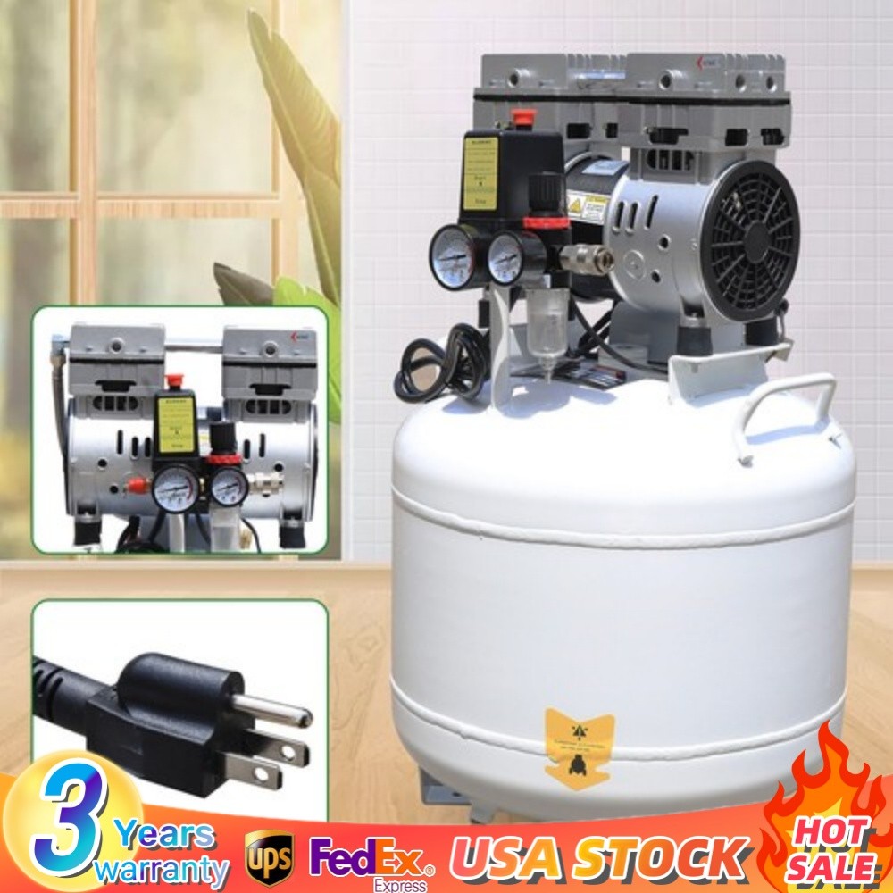 40L Portable Dental Air Compressor Oil Free Silent Air Pump 110V NEW