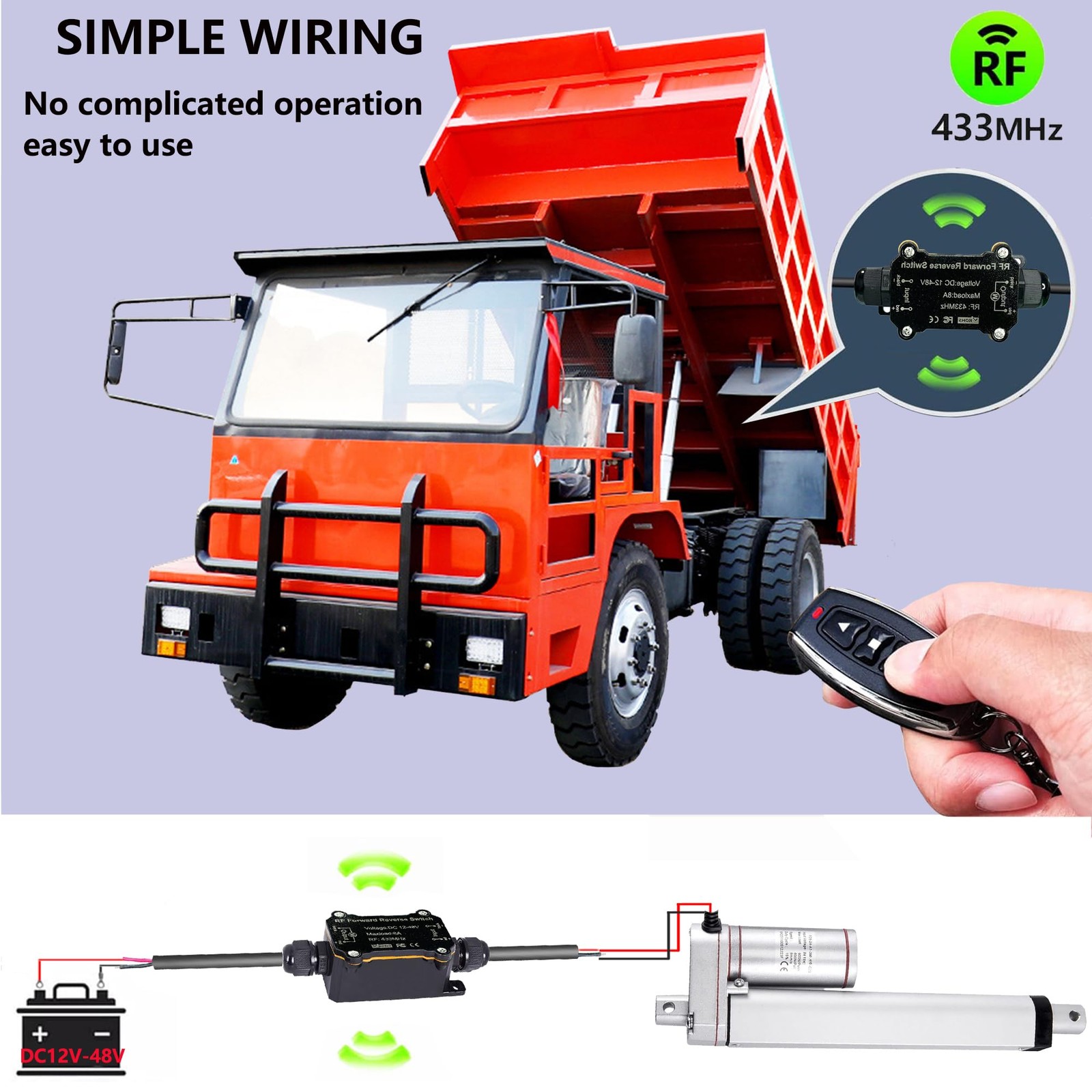 Forward and Reverse Remote Switch,DC 12V to 48V 8A Waterproof Remote Control ...
