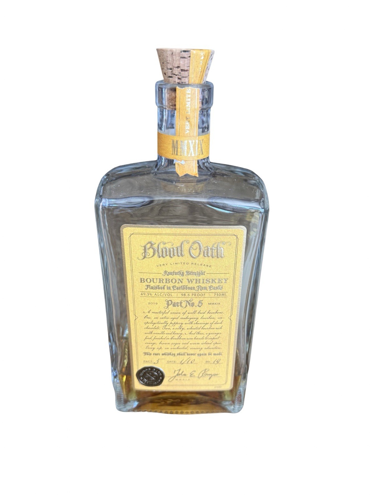 Blood Oath Empty Bourbon Bottle Pact No. 5 With Cork 750ml