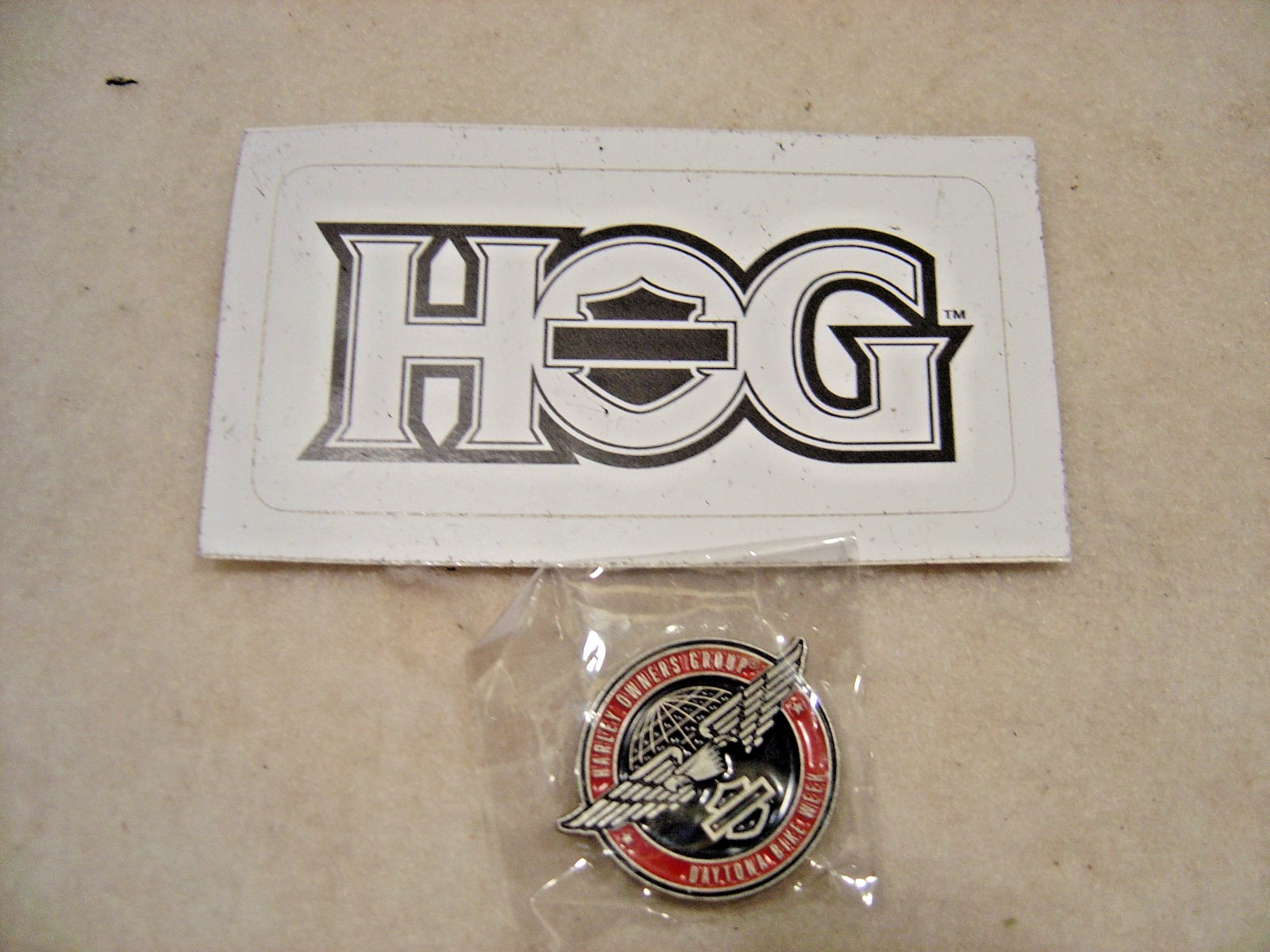 DAYTONA BEACH HOG HARLEY DAVIDSON  MEMBERS TAC PIN + Decal