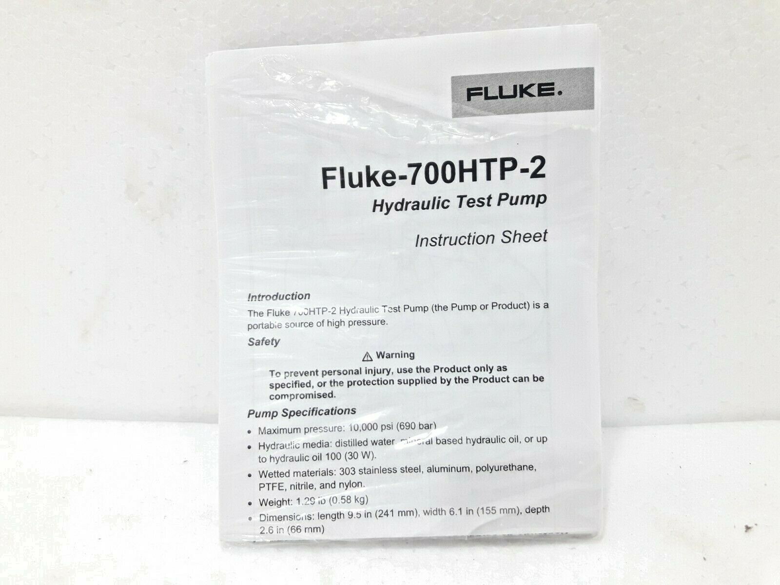 Fluke-700HTP-2 Hydraulic Test Pump Accesories #NEW