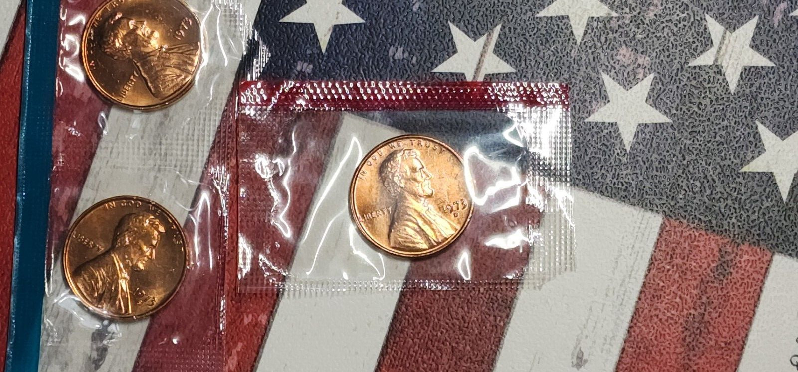 1973 P D S Uncirculated Lincoln Cents in Mint Cello **FREE SHIPPING**