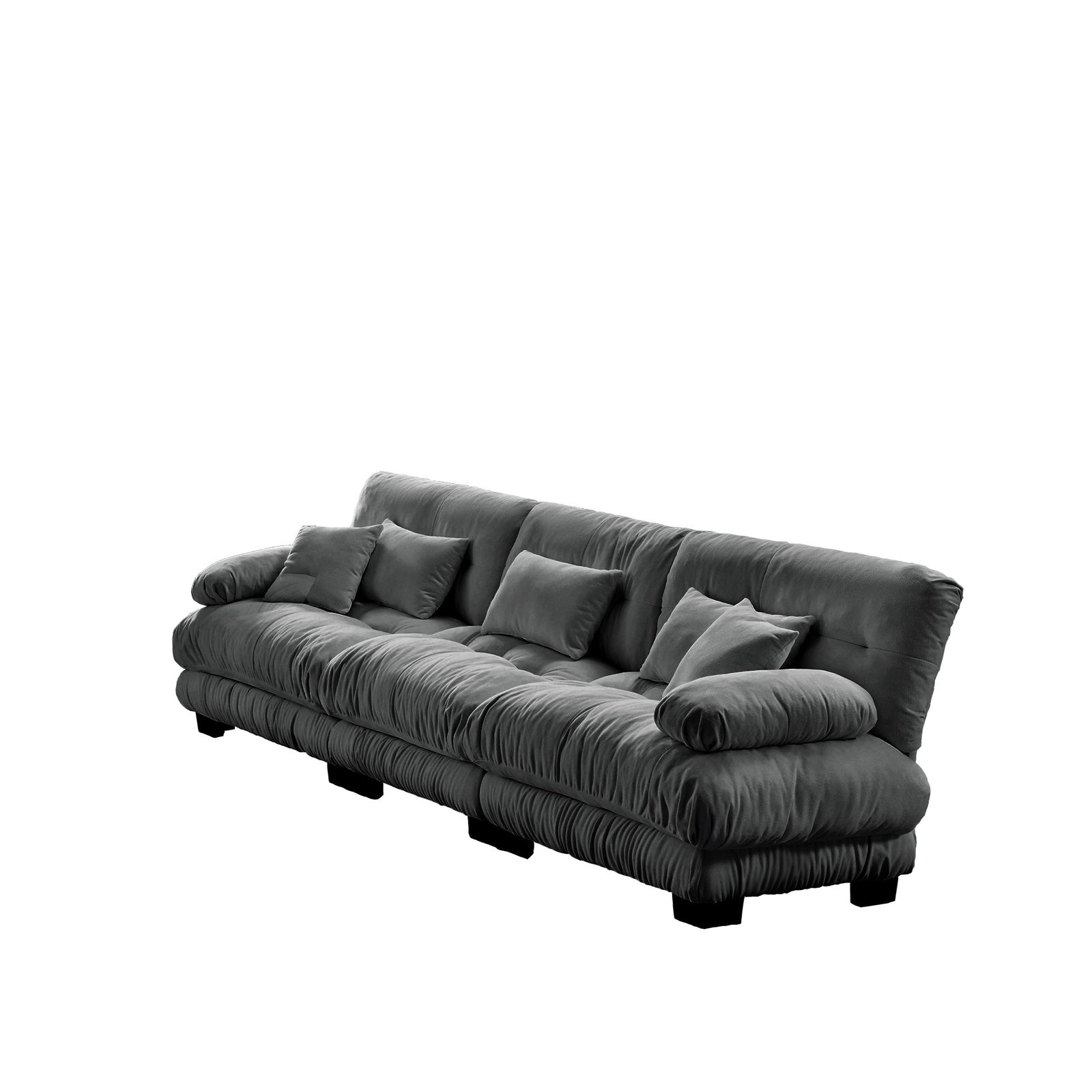 3-Seater Sectional Sofa Modular Deep Seat Sofa Couch Chenille Sofa Comfy - Gray