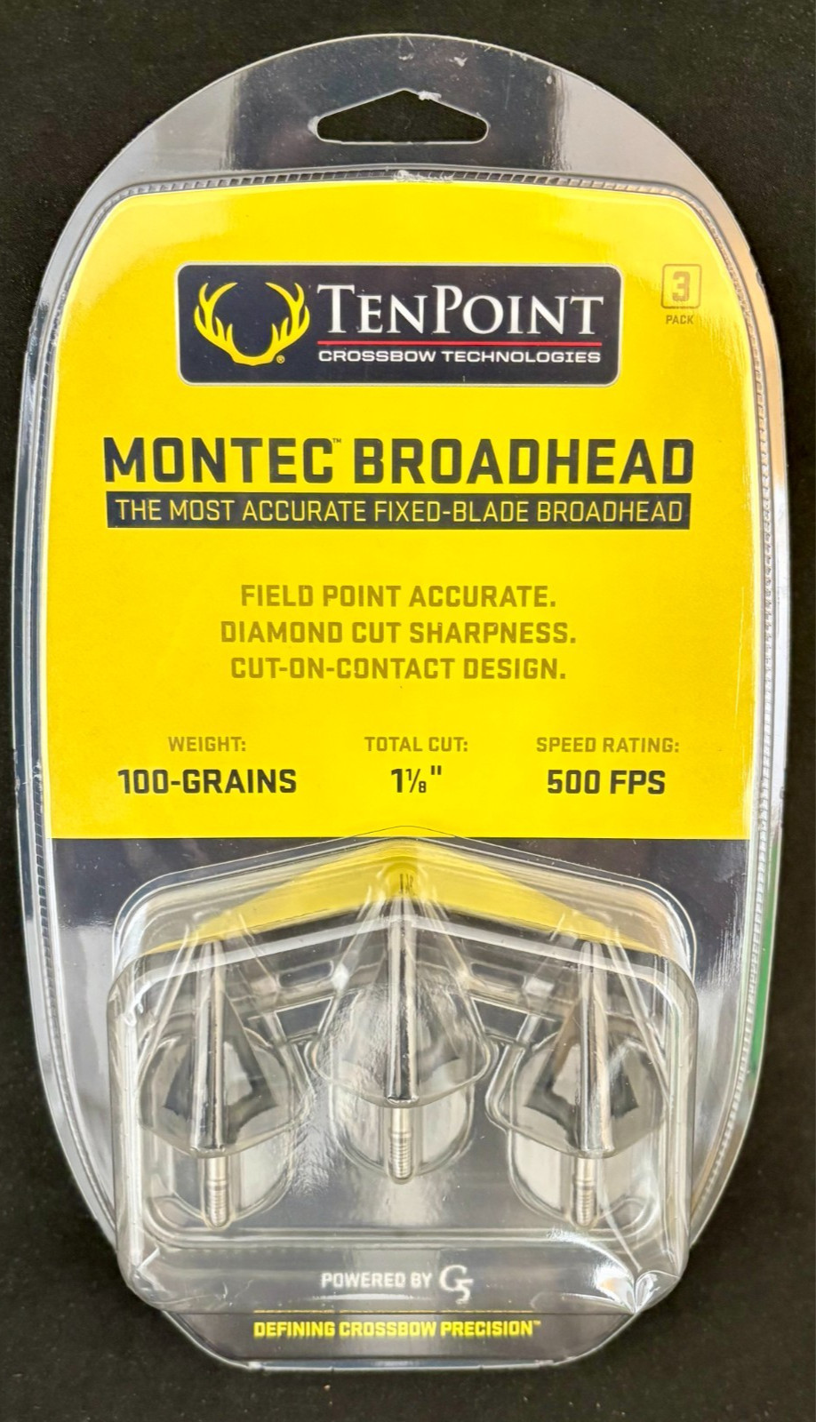TenPoint Montec Fixed-Blade Broadhead 100 Grain 3 Pack - NEW