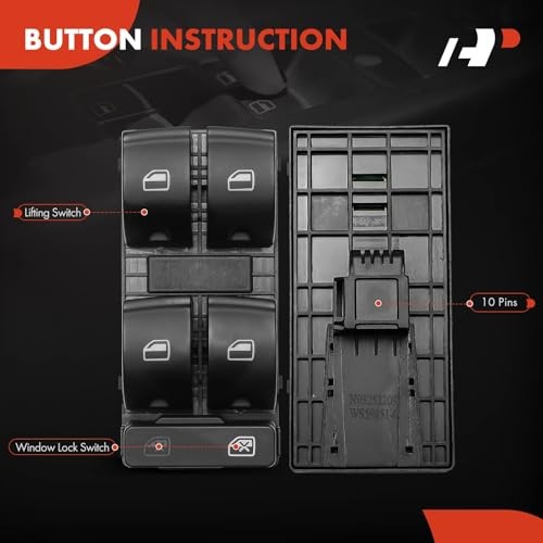 Master Power Window Switch Compatible with Audi A4 2005-2008, A4 Quattro 2005