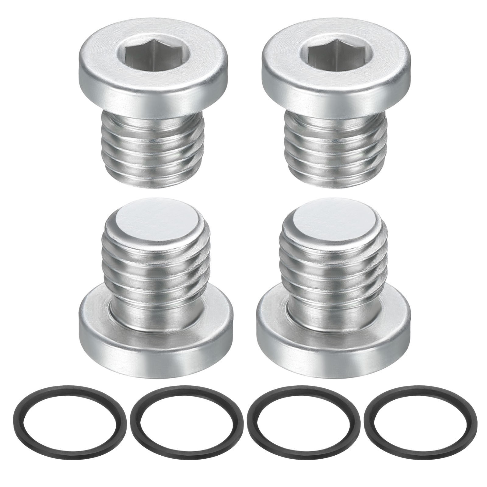 4pcs, SAE 5/16-24 UNF Carbon Steel Inner Hex Head Pipe Fitting Plug with O-Ring