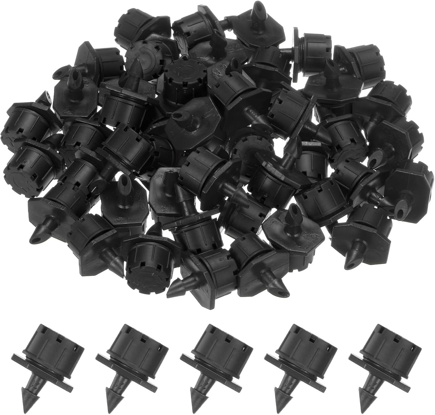 100-Pack 360 Degree Adjustable Irrigation Dripper, 1/4 Inch Barbed Emitter Dr...