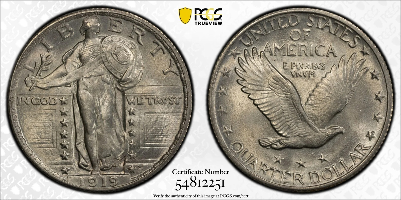 1919 P Quarter Dollars Standing Liberty Quarter PCGS MS-65