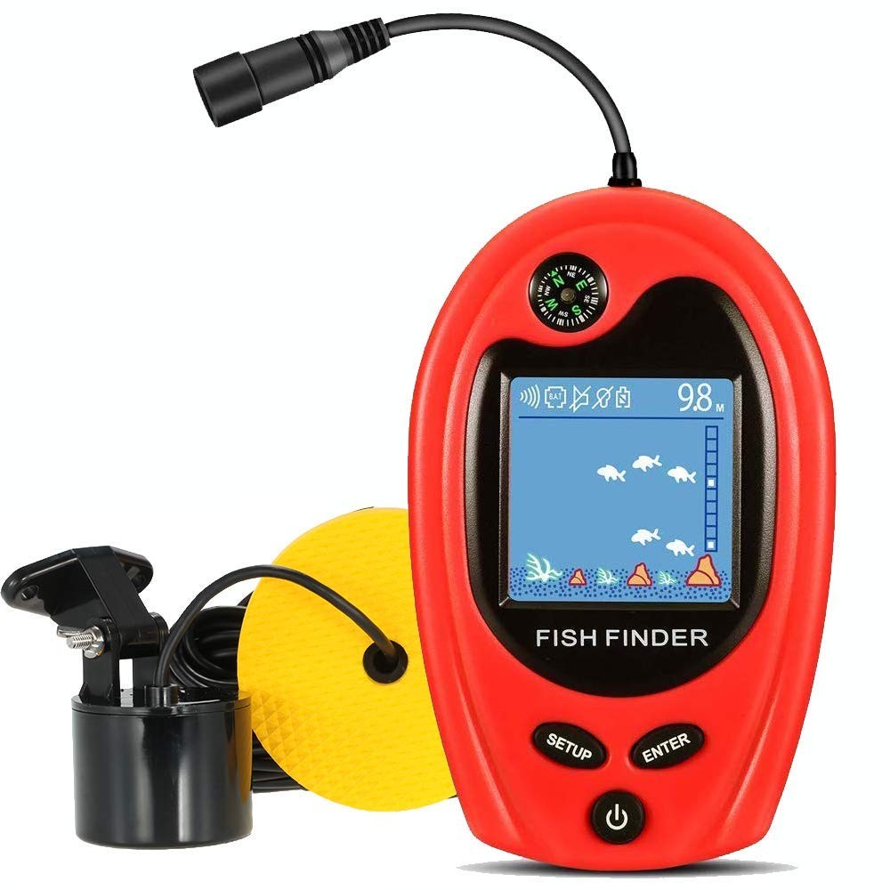 LUCKY Sonar Portable Fish Finder Transducer Wired Water Depth Finders Boat Kayak