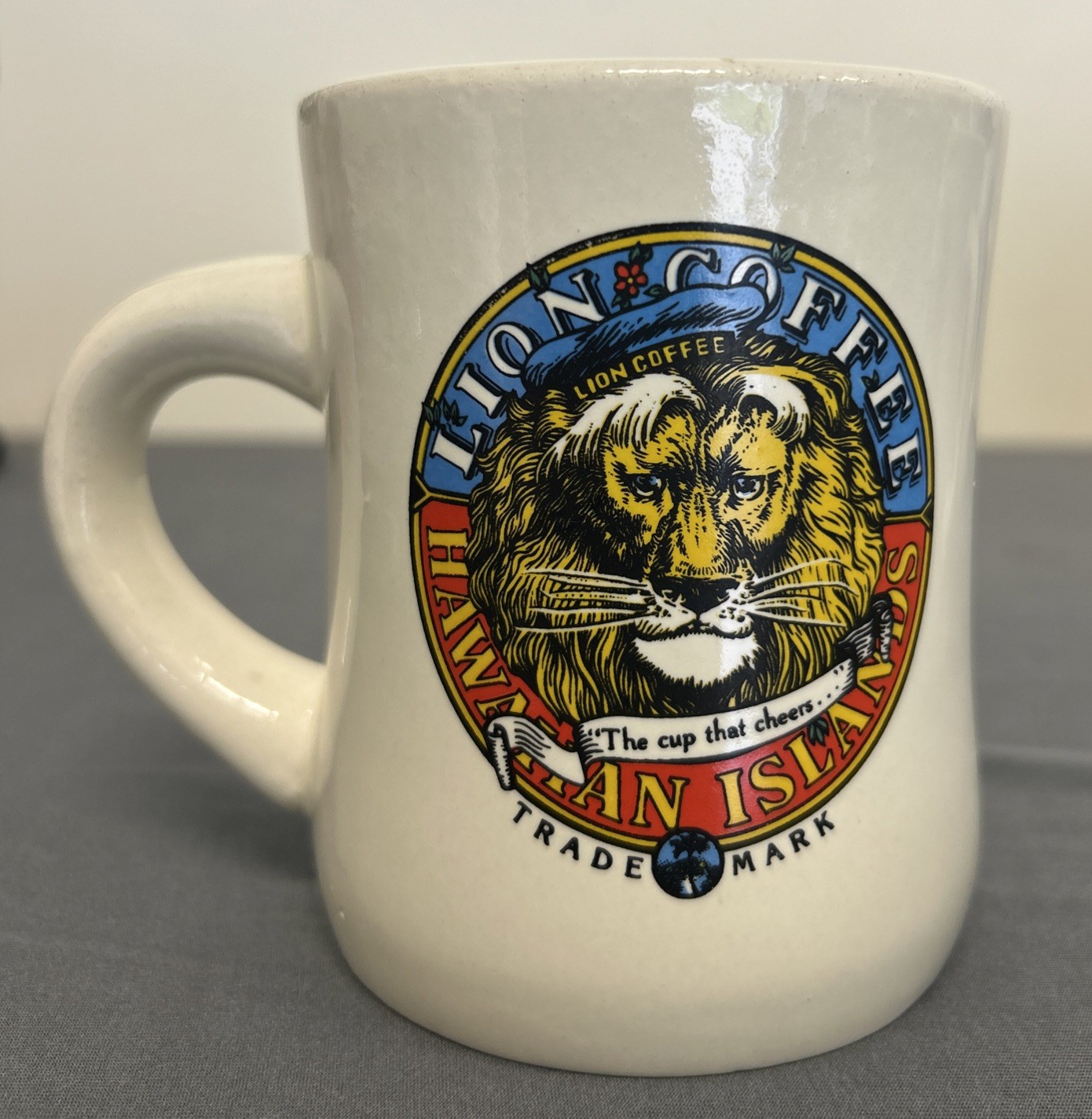 Drink Lion Coffee Mug Restaurant Ware Hawaiian Islands "The Cup That Cheers"