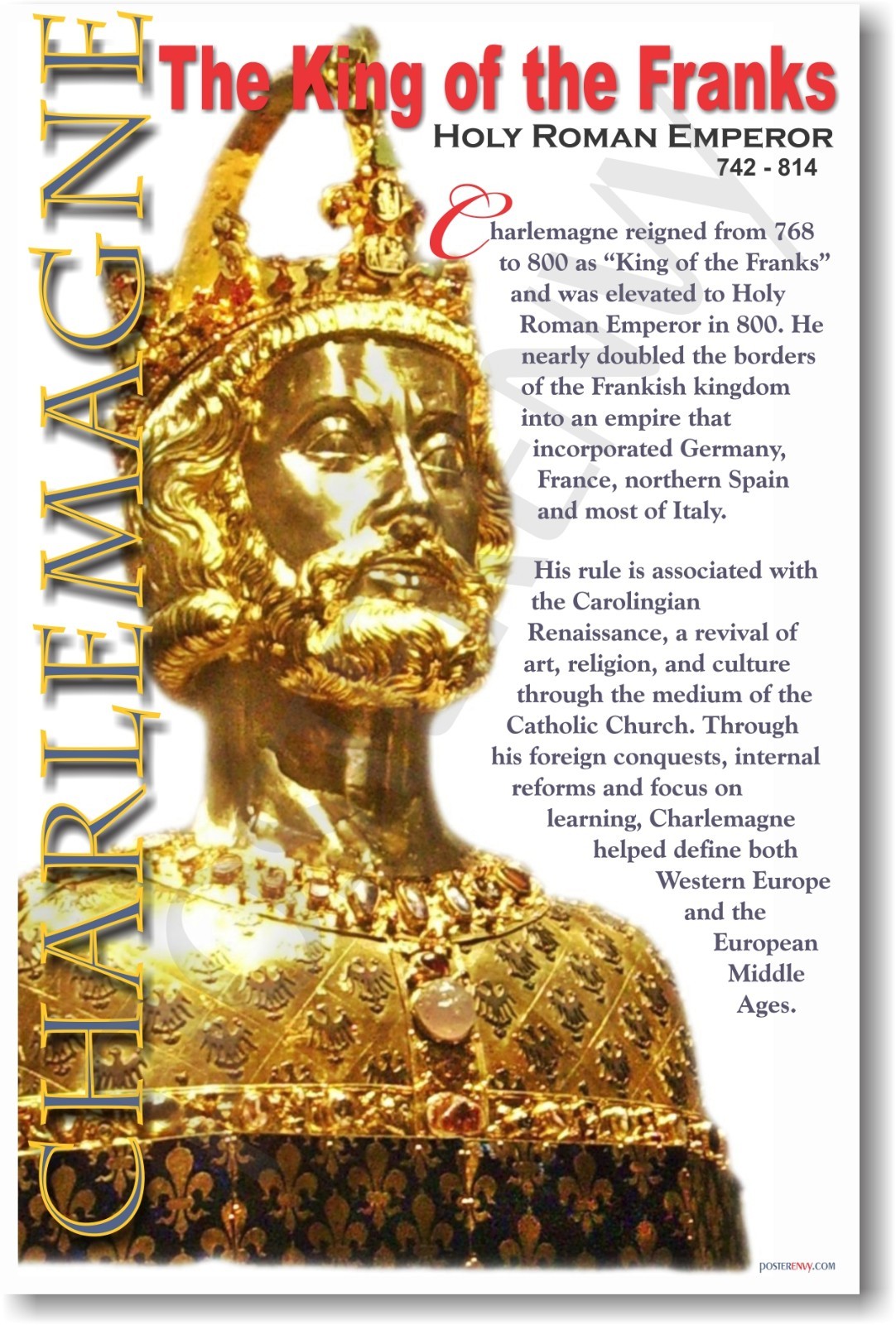 Charlemagne - King of the Franks - Social Studies History Classroom NEW POSTER