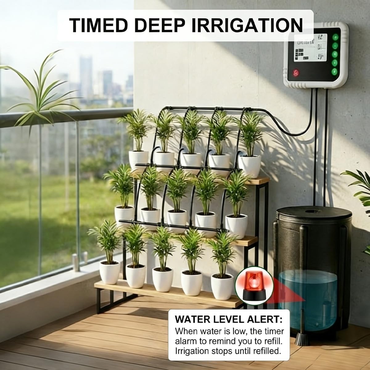 Water-Saving Automatic Watering System with Timer & 50ft Hose for Indoor Garden