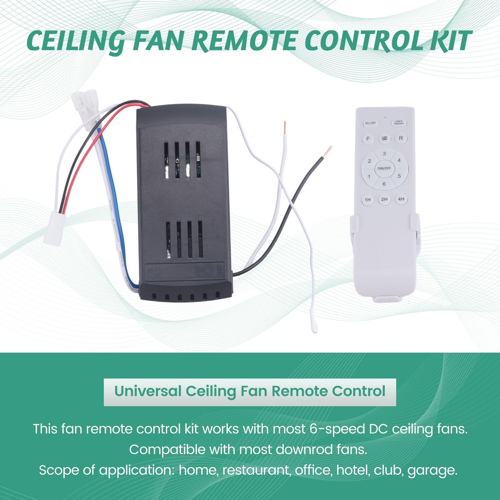 Universal Ceiling Fan Remote Control Kit Replacement, 6-Speed & Timing, Remot...