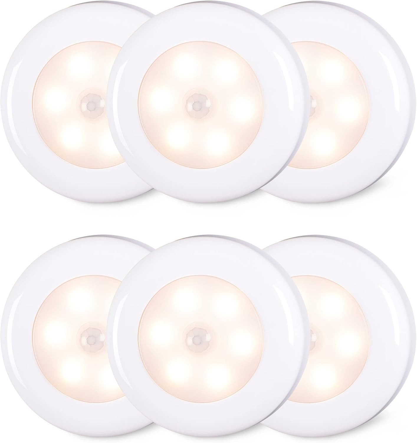 6 Pack Motion Sensor Stair Light for Indoor, Battery Operated Lights, 60 Lumens