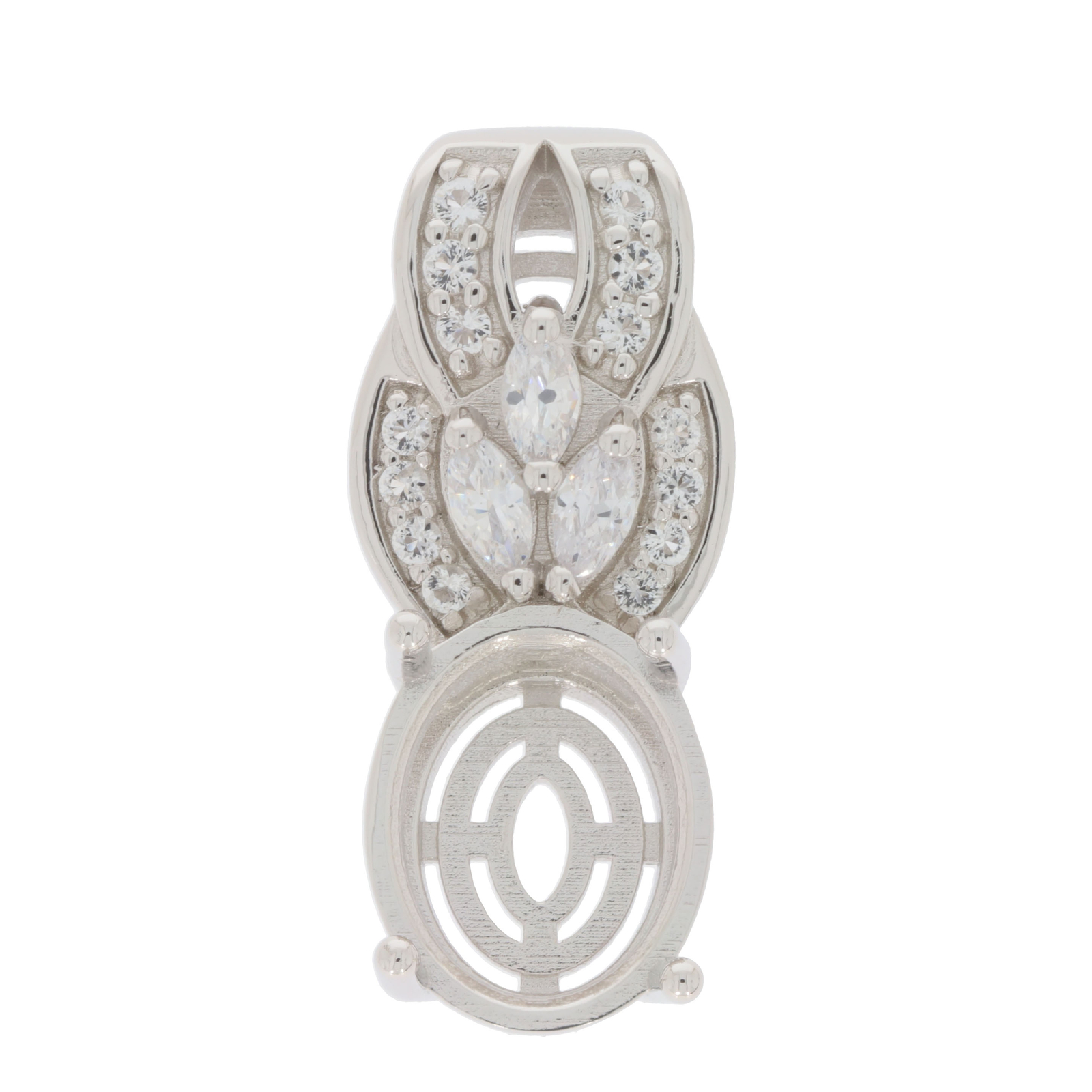 Sterling Silver Semi Mount Pendant Setting Oval OV 11x9mm