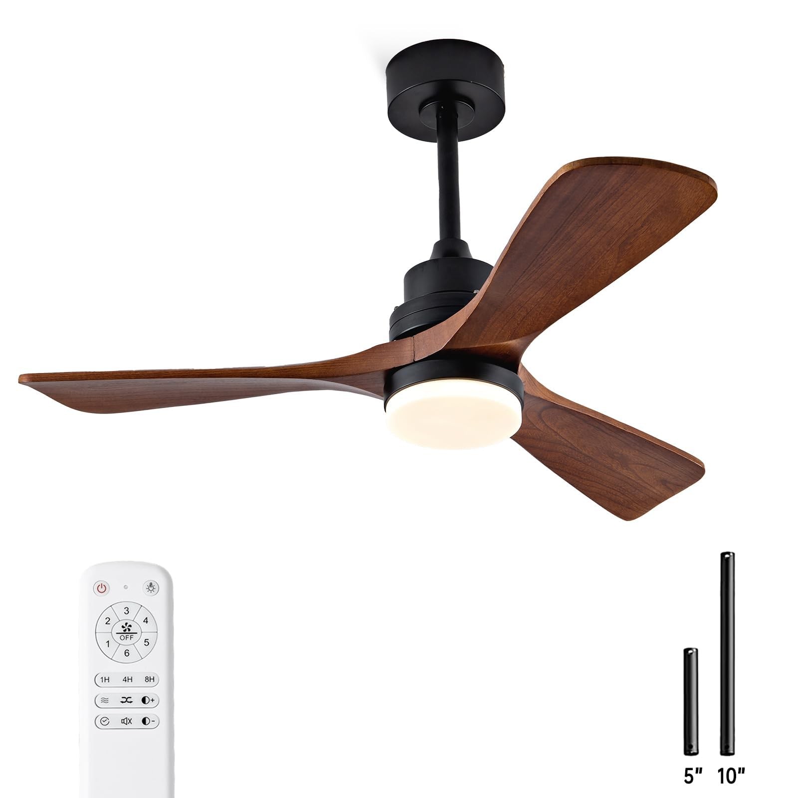 42 Inch Wood Ceiling Fans With Lights And Remote 3 Blades Outdoor Walnut Ceiling