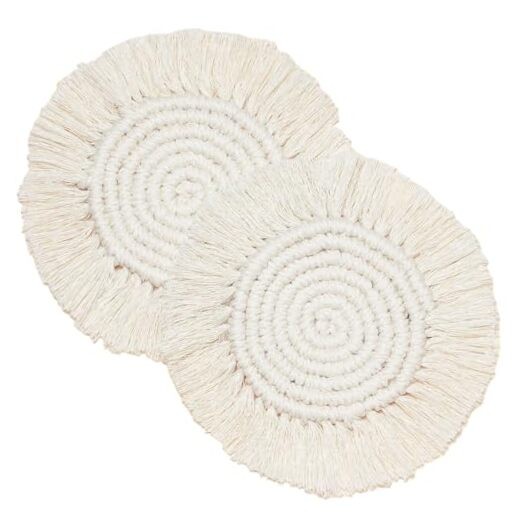 Boho Coasters Set of 2, Handmade Macrame Placemats for Housewarming Gift Home