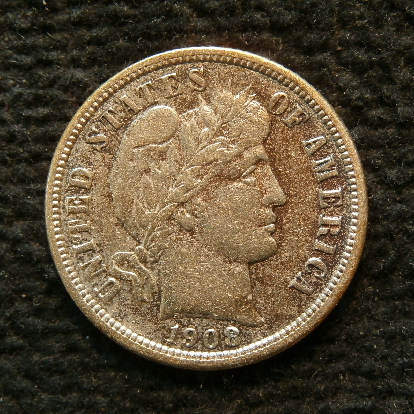 1908-S Barber Dime XF