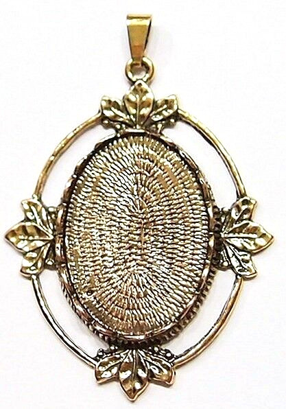 6 of 25x18mm Antique Gold Victorian Scallop Leaf Pendants Settings 52x37mm