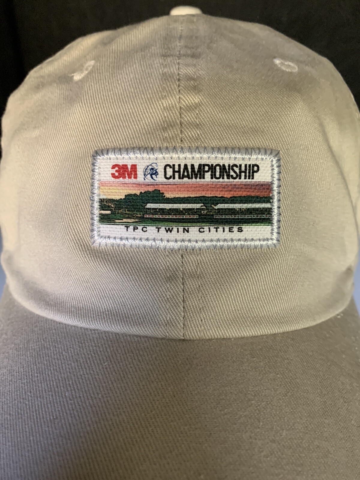 3M Open Minneapolis Beige Golf Hat. Adjustable Strap Back Patch Logo Post It