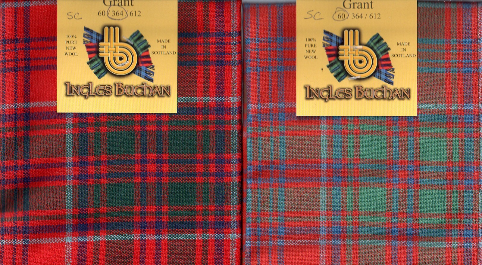 Scarf Grant Clan Tartan Scottish Light weight Wool Plaid