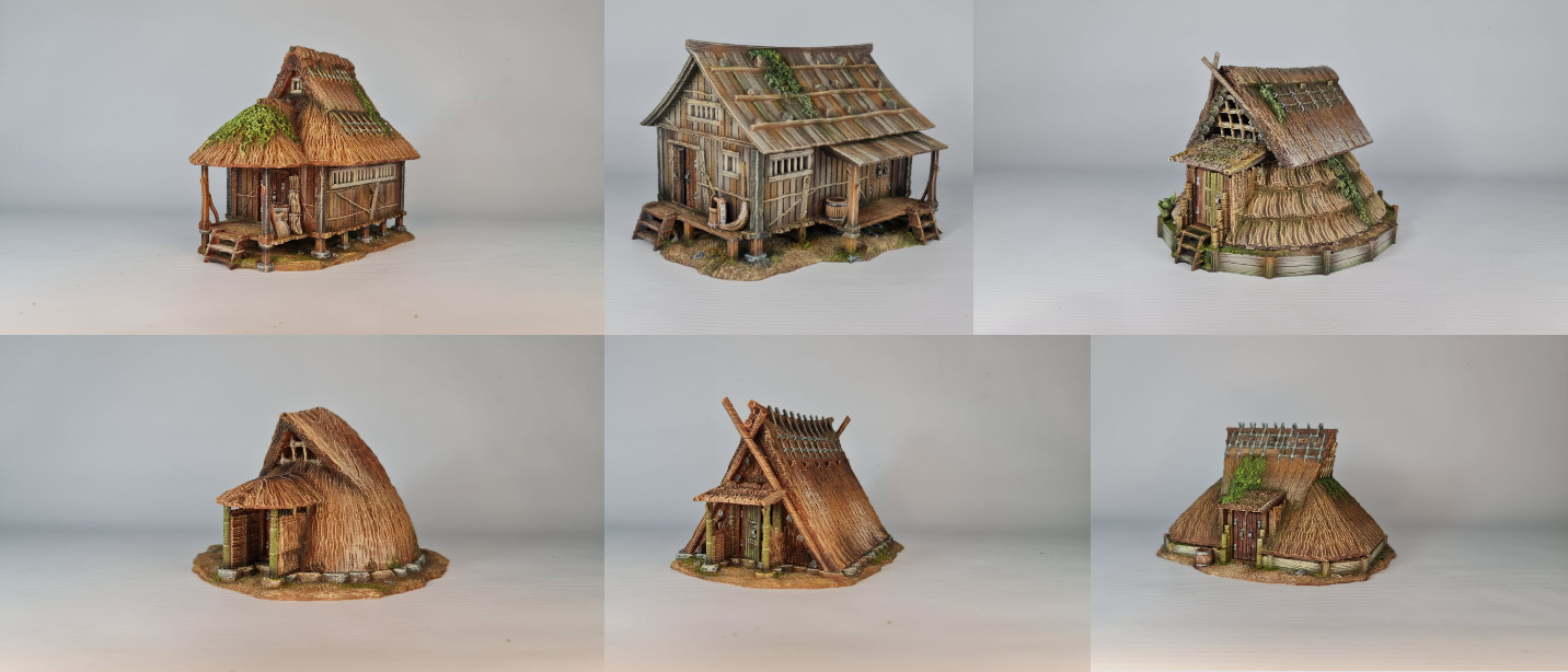 Japanese Village House set Tabletop terrain, DnD, RPG, Wargame, 28mm