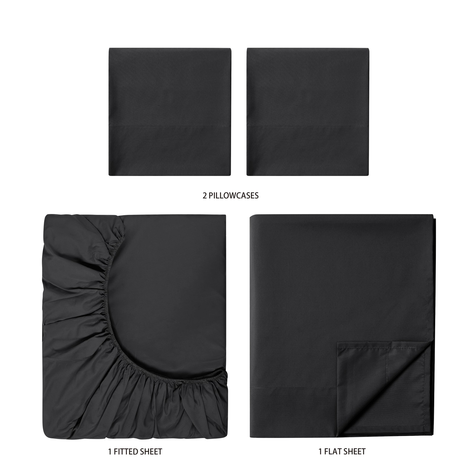 Comfort Chill Microfiber Bed Sheet Set Queen Rich Black 4 Piece