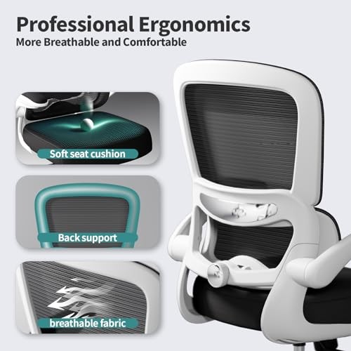 Office Chair - Ergonomic Desk Chair with Adjustable Lumbar White+black