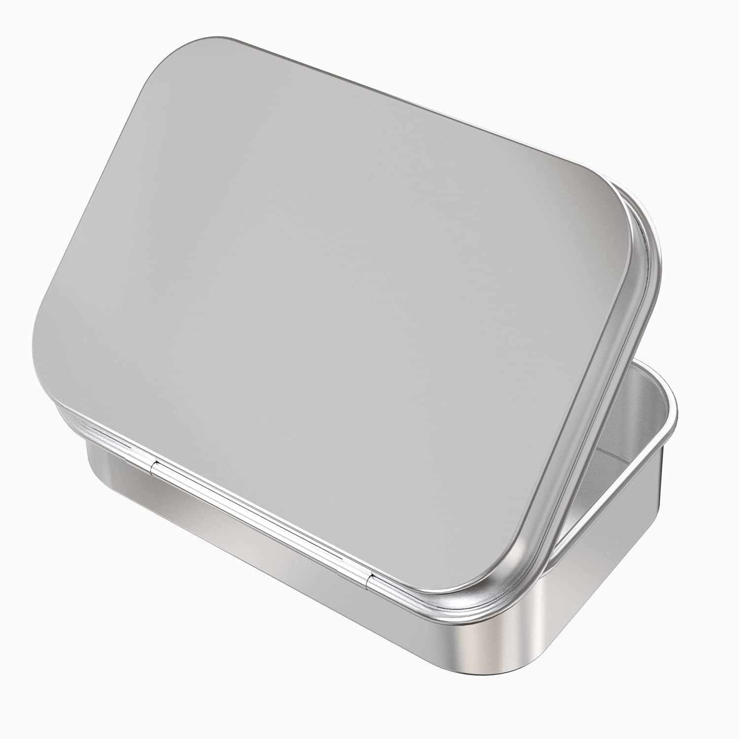 Hulless 6 Pcs Metal Hinged Tin Box Container 4.5'' X 3.3'' (6 Count), Silver