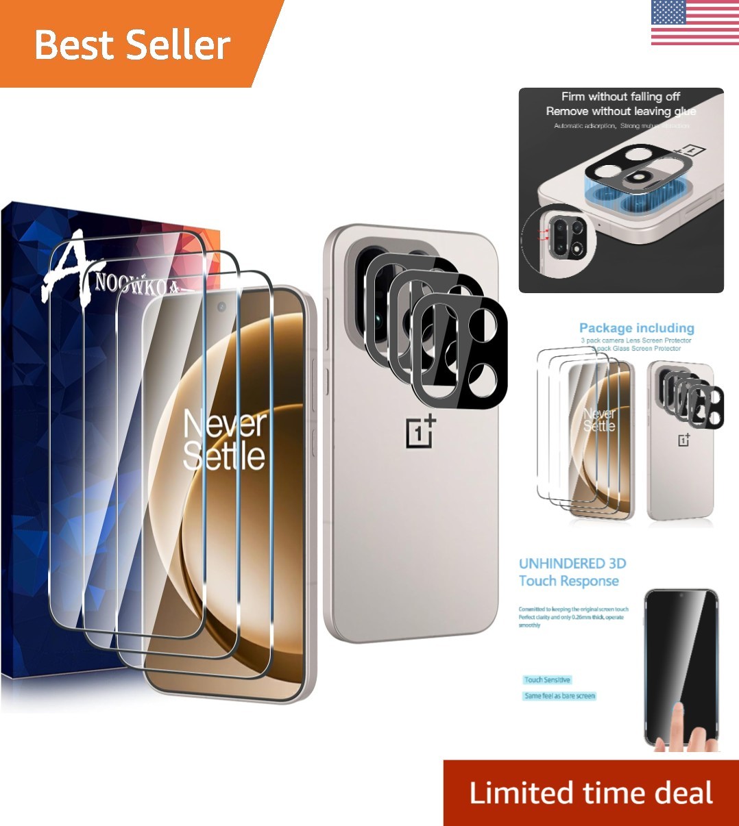 Bubble-Free 3 Pack Screen Protectors & Lens Cover for OnePlus 15 - Easy Install