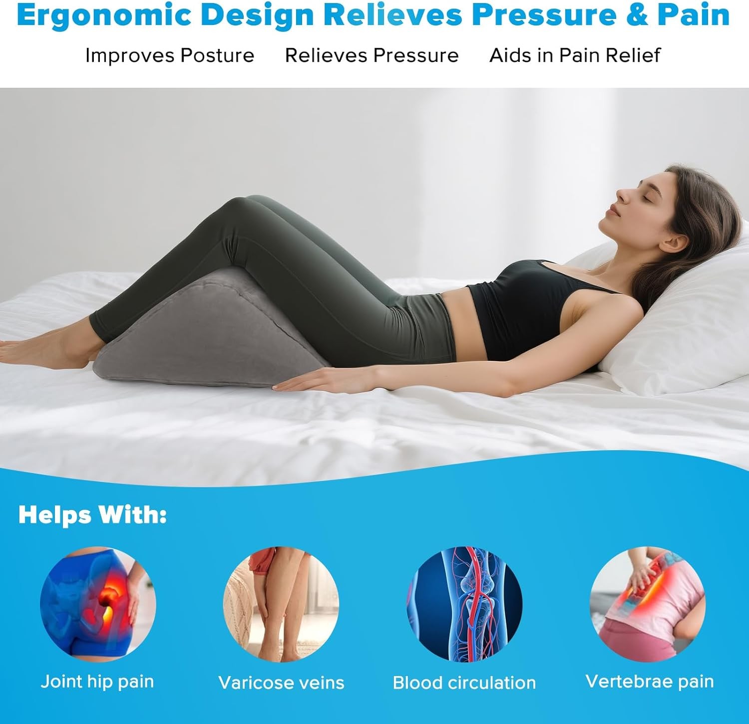 Inflatable Knee Wedge Pillow for Back Sleeping - Ultimate Under Knee Pillow