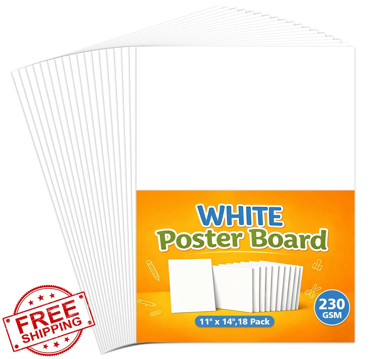 PAPVINE White Poster Board 11"x14" 18 Sheets