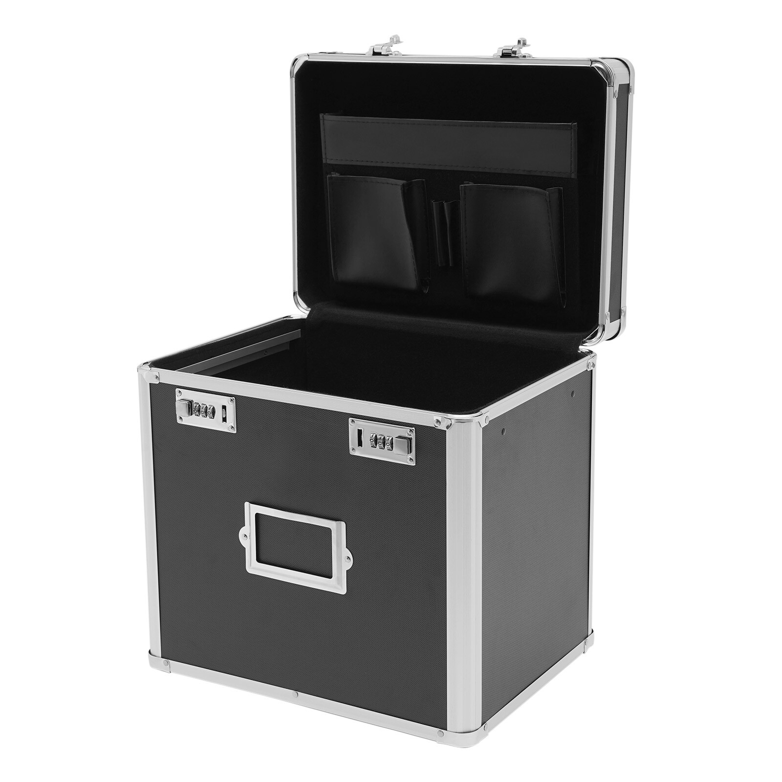 Large, Portable Locking Storage Box for Filing Letters & Documents w/Lock Black