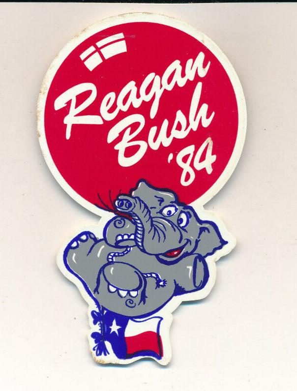 1984 Reagan president Bush VP plastic pinback Texas TX