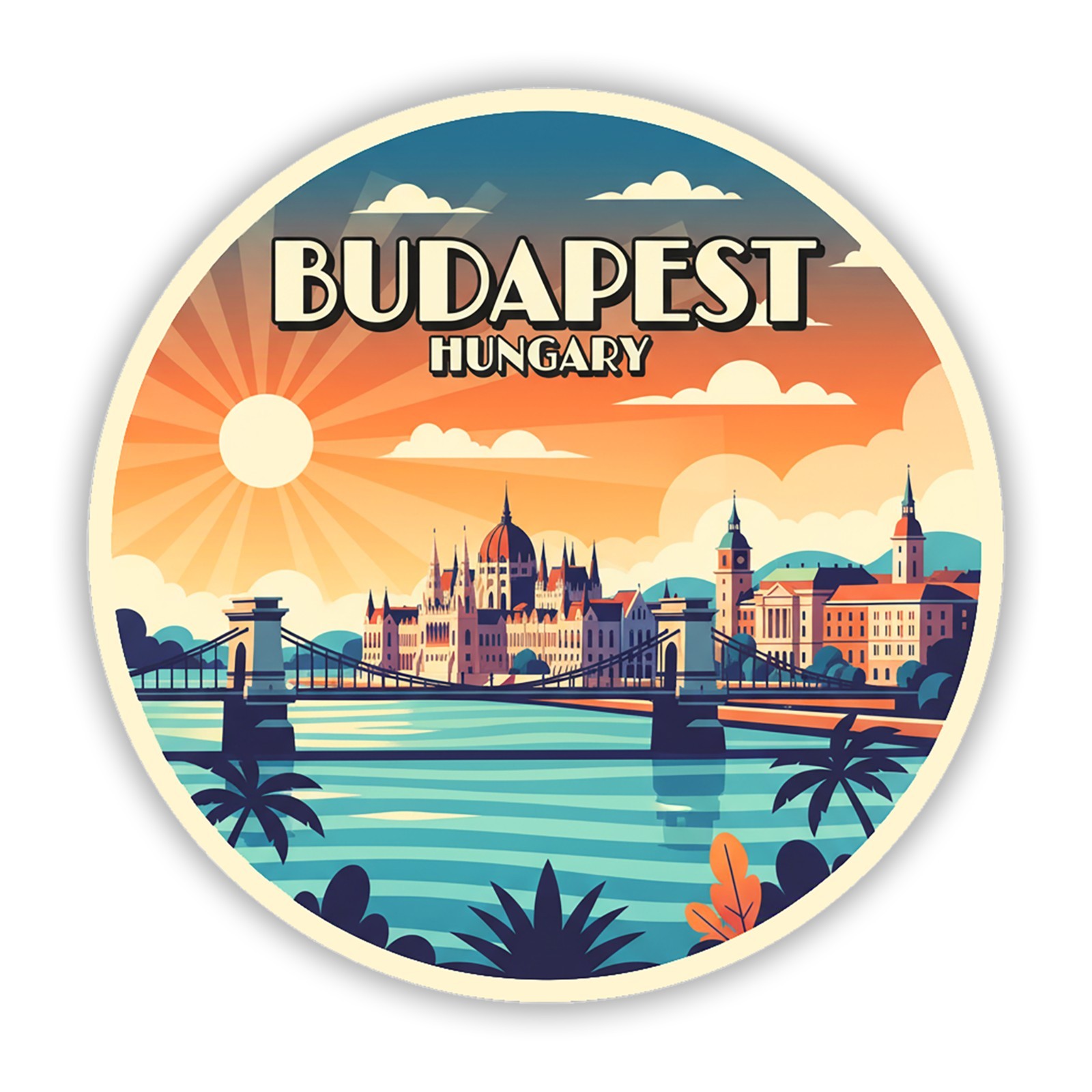 Budapest Hungary Vintage Travel Sticker Die Cut Waterproof Vinyl Laptop Decal