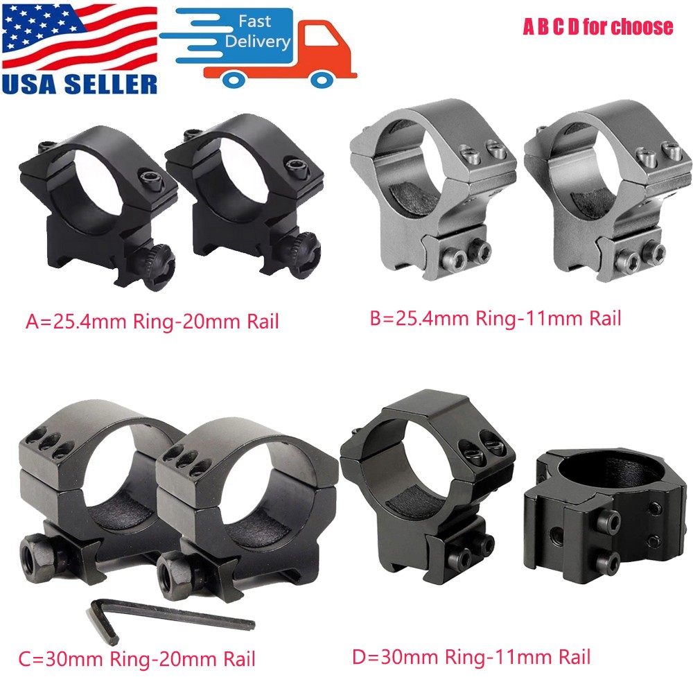 1 Inch / 30mm Scope Mount Rings Low Profile for Dovetail/Picatinny Rail-1 Pair