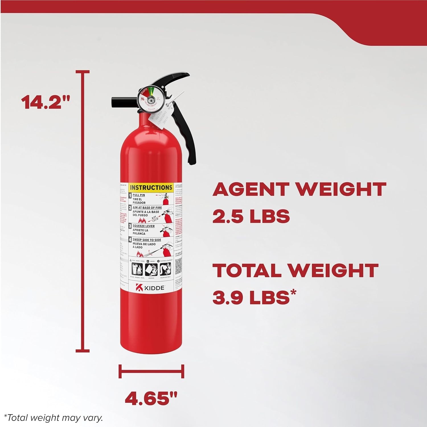 Reliable Multi-Purpose Fire Extinguisher 1-A:10-B:C, Easy Wall Mount Design
