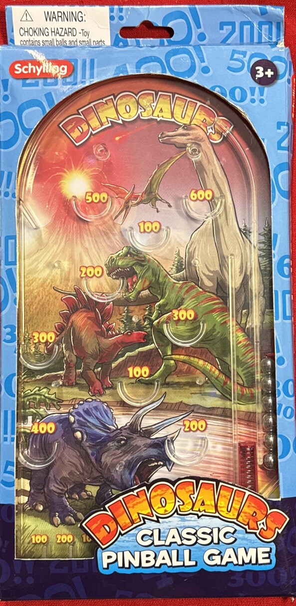 Schilling Dinosaur Handheld Pinball Machine 9.5”T Arcade Games