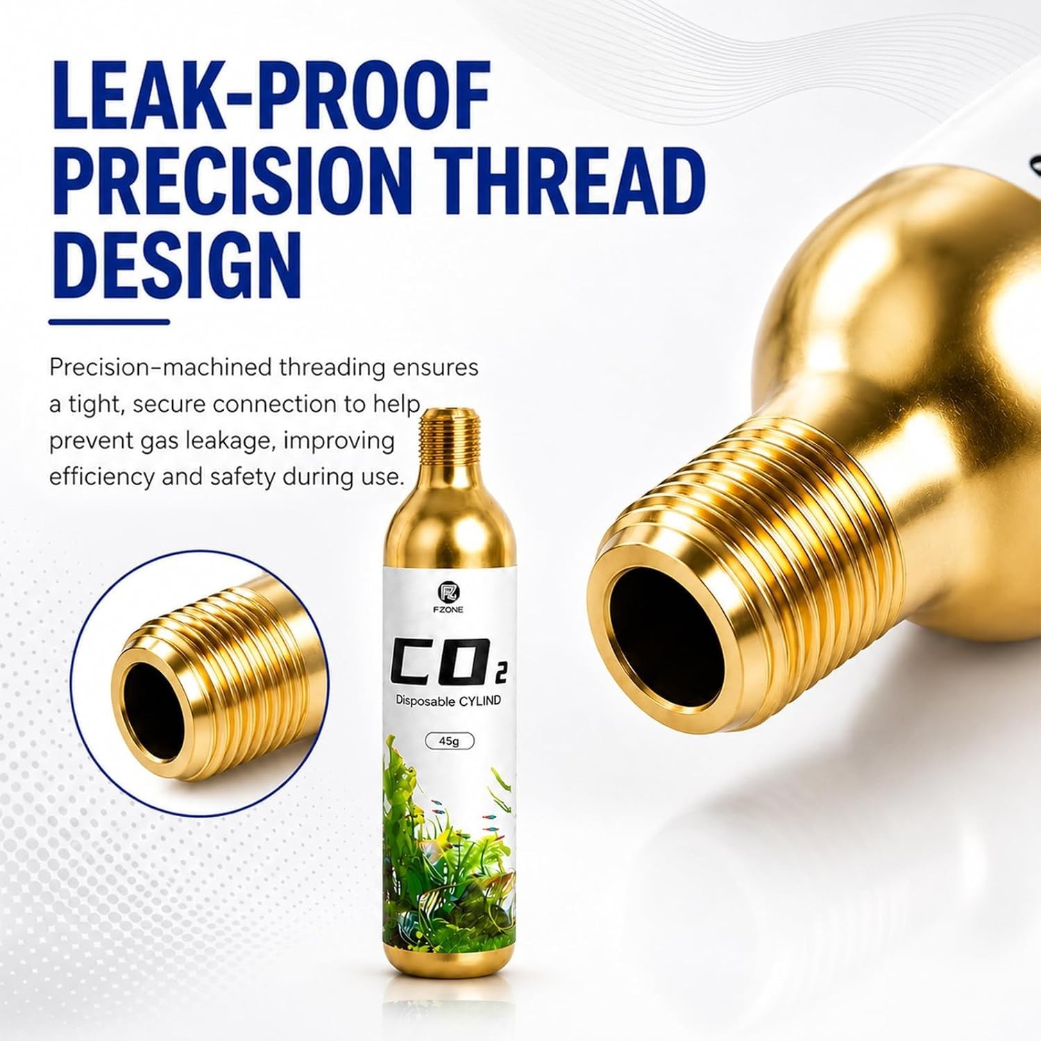 High-Capacity Disposable CO2 Cartridges - 5/8'' Threaded, 2-Pack for Versatility